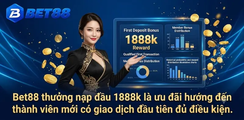 Bet88 thưởng nạp đầu 1888k là ưu đãi hướng đến thành viên mới