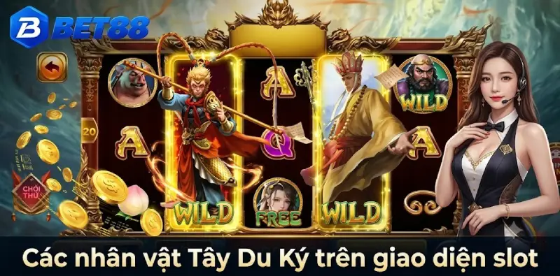 Các nhân vật Tây Du Ký trên giao diện slot