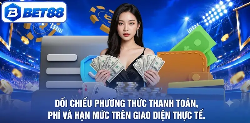 Đối chiếu phương thức thanh toán, phí và hạn mức trên giao diện thực tế.