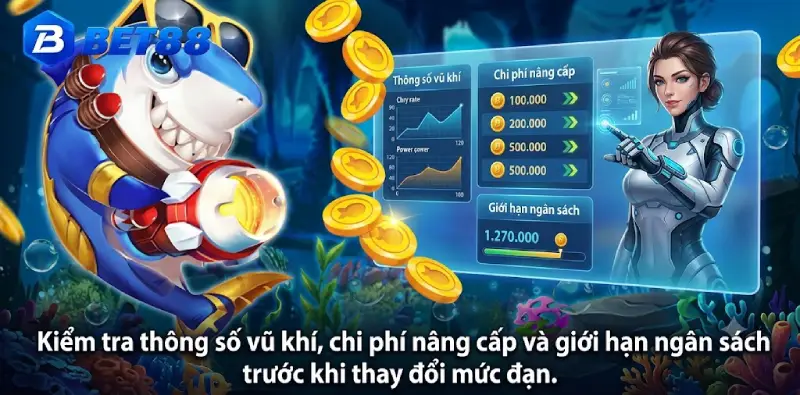Kiểm tra thông số vũ khí, chi phí nâng cấp và giới hạn ngân sách