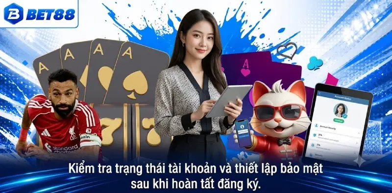 Kiểm tra trạng thái tài khoản và thiết lập bảo mật sau khi hoàn tất đăng ký.