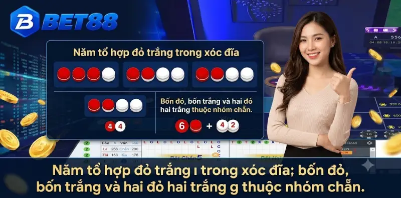 Năm tổ hợp đỏ trắng và cửa chẵn lẻ trong xóc đĩa BET88
