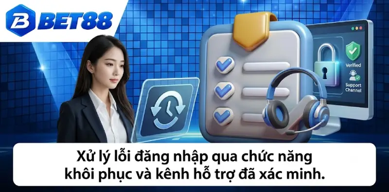 Xử lý lỗi đăng nhập qua chức năng khôi phục và kênh hỗ trợ đã xác minh.