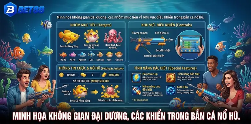 các nhóm mục tiêu và khu vực điều khiển trong bắn cá nổ hũ